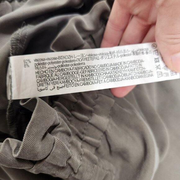 Zara Olive Green Paperbag Waist Trousers Pants Straight Leg Women's S - Picture 7 of 7